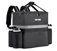 ESPXBOX Food Delivery Backpack with Cup Holder, Insulated Pizza Delivery Bag for Bike, Hot/Cold Bag for Food Delivery for Uber Eats, Doordash, Postmates, Leakproof, Reflective Strip（Black）