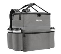 ESPXBOX Insulated Food Delivery Backpack with Cup Holder - Perfect for Uber Eats, Doordash & Postmates. Leakproof and Reflective Gray Bag for Hot/Cold Food Delivery on Bike.