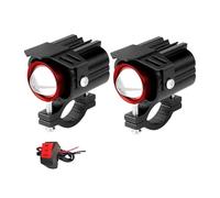 ESPYN Headlight Motorbike Auxiliary Led Headlights Motorcycle Spotlight 12-80V Dual-Color Additional Motorbike External For ATV Moto Fog Lights(2 Light Black)