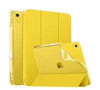 EspZanthic Case Compatible with iPad (A16) 11th Generation 11 Inch 2025/iPad 10th Generation 10.9 Inch 2022 with Pencil Holder, Soft TPU Translucent Frosted Back, Auto Wake/Sleep, Yellow