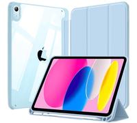 EspZanthic Case for iPad (A16) 11th/10th Generation (2025/2022) with Special Slot for Pencil & Charging Adapter, Clear Transparent Back Shell Shockproof Tablet Cover (Sky Blue)