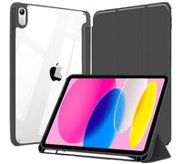 EspZanthic Case for iPad (A16) 11th/10th Generation (2025/2022) with Special Slot for Pencil & Charging Adapter, Clear Transparent Back Shell Shockproof Tablet Cover (4-Black)