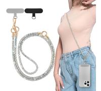 EspZanthic Crossbody 3 in 1 Cell Phone Lanyard, Premium 8mm Bling Thick Rope Mobile for iPhone, Samsung and More | Neck Strap×1 Wrist Strapx1 Lanyard Patch×2