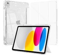 EspZanthic Glitter Case for iPad (A16) 11th Generation 11 Inch (2025), iPad 10th Gen 10.9 Inch (2022) With Pencil Holder, Sparkly Cover with Shiny Back Shell, Y-Shaped Stand, 6-White