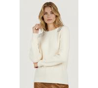 EsQualo Sweater Shoulder Pearls Off White size S | Sweaters Outlet | Women | Green S