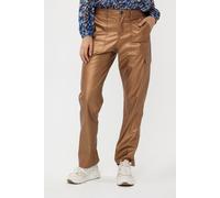 Esqualo Trousers Cargo Vegan Leather Brandy size 44 | Straight Pants Outlet | Women 44