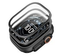 ESR 2 Pack Armorite Screen Protector for Apple Watch Ultra 3/2/1 (2025/2024/2023/2022,49 mm), Military Grade Protection, Tempered Glass Film with Aluminum Alloy Frame, Anti-Scratch, Black