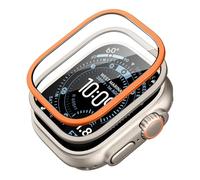ESR 2 Pack Armorite Screen Protector for Apple Watch Ultra 3/2/1 (2025/2024/2023/2022,49 mm), Military Grade Protection, Tempered Glass Film with Aluminum Alloy Frame, Anti-Scratch, Titanium&Orange