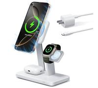 ESR 25W 3-in-1 Compatible with MagSafe Charger Stand for iPhone, AirPods | Made for Apple-Certified Magnetic Charger, 15W Charging for iPhone 18 Pro/Duo/17-12, AirPods Pro 4/3/2, Phone-Cooling, White