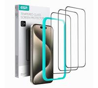 ESR 3 Pack for iPhone 15 Pro Max Screen Protector, Align Frame | Military Grade Shatterproof, 9H Tempered Glass, Scratch-Resistant, Full-Coverage Protection, Easy Installation Tool, HD Clear