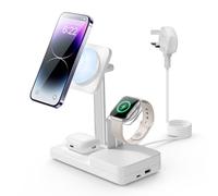 ESR 65W 5-in-1 GaN Charging Station, Designed for MagSafe Charger Stand, Magnetic Wireless Charger for iPhone 16/15/14/13/12 Series, AirPods 4/3/AirPods Pro, and USB A/C Devices, White
