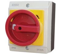 ESR E203PS Rotary Isolator Electrical Switch Disconnector 3 Pole 20A IP65 Enclosure Surface Mounted Box IP65