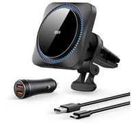 ESR for 15W MagSafe Car Mount Charger - CryoBoost Phone Cooling Faster Charge w 36W Dual USB-A Cigarette Lighter, Air Vent/Dashboard Magnetic Wireless Car Charger for iPhone 17 16 15 14 13 12, S25