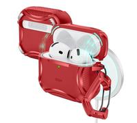 ESR for AirPods 4 Case, Compatible with AirPods 4th Generation Case (2024), Compatible with MagSafe, Powerful Drop Protection, Magnetic Lid, Cyber Series, Red