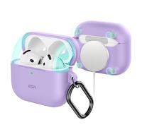 ESR for AirPods 4 Case, Compatible with AirPods 4th Generation Case (2024) (USB-C), Compatible with MagSafe, Full Drop Protection Cover with Carabiner, Magnetic Lid Lock, Cloud Soft Case, Purple