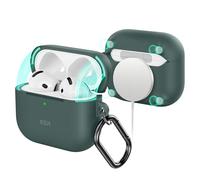 ESR for AirPods 4 Case, Compatible with AirPods 4th Generation Case (2024) (USB-C), Compatible with MagSafe, Full Drop Protection Cover with Carabiner, Magnetic Lid Lock, Cloud Soft Case, Green