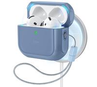 ESR for AirPods 4 Case, Compatible with AirPods 4th Generation Case (2024) (USB-C), Compatible with MagSafe, Drop Protection Cover with Lanyard, Magnetic Lid Lock, Orbit Hybrid Case, Navy Blue