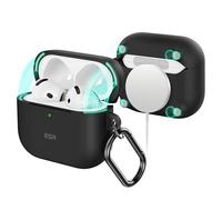 ESR for AirPods 4 Case, Compatible with AirPods 4th Generation Case (2024) (USB-C), Compatible with MagSafe, Full Drop Protection Cover with Carabiner, Magnetic Lid Lock, Cloud Soft Case, Black