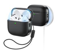 ESR for AirPods 4 Case, Compatible with MagSafe, Pulse Series, Black | Compatible With AirPods 4 (USB-C), Magnetic Lid, Full Drop Protection, Lanyard, Clear LED Indicator