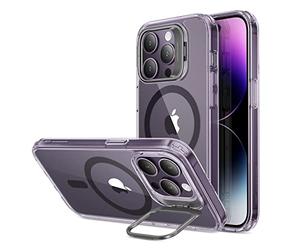 ESR for iPhone 14 Pro Case, Magnetic Case with stand Compatible with MagSafe, Military-Grade Protection, Built-In Camera Ring Stand, Classic Kickstand Clear Case with HaloLock, Clear Purple