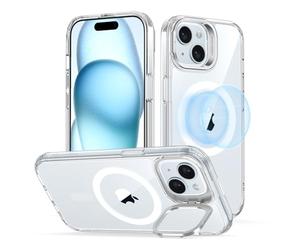 ESR for iPhone 15 Case, Compatible with MagSafe, Military-Grade Protective Case, Built-in Stash Stand Phone Case, Scratch-Resistant Back Cover, Classic Series, Clear