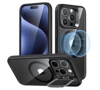 ESR for iPhone 15 Pro Case, Compatible with MagSafe, Military-Grade Protective Case, Built-In Stash Stand Phone Case, Scratch-Resistant Back Cover, Classic Series, Clear Black