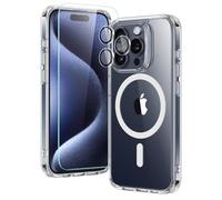 ESR for iPhone 15 Pro Case Set, 1 Tempered-Glass Screen Protector, 1 Set of Lens Protectors, Military-Grade Protection, Yellowing and Scratch Resistant MagSafe Phone Case, Classic Series, Clear