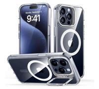 ESR for iPhone 15 Pro Max Case, Compatible with MagSafe, Military-Grade Protective Case, Built-In Stash Stand Phone Case, Scratch-Resistant Back Cover, Classic Series, Clear