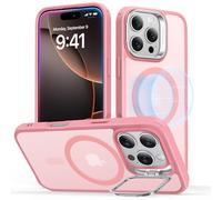 ESR for iPhone 16 Pro Case, Compatible with MagSafe, Military-Grade Protective Case, Built-In Stash Stand Phone Case, Scratch-Resistant Back Cover, Classic Series, Frosted Pink