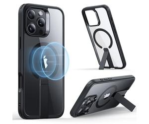 ESR for iPhone 16 Pro Case with Stand, Compatible with MagSafe, Magnetic Kickstand Case for iPhone 16 Pro, Military-Grade Protection Shockproof Case, Boost Series, Clear Black