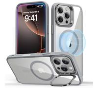 ESR for iPhone 16 Pro Max Case, Compatible with MagSafe, Military-Grade Protective Case, Built-In Stash Stand Phone Case, Scratch-Resistant Back Cover, Classic Series, Clear Grey