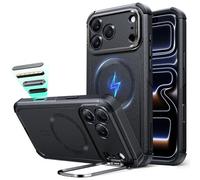 ESR for iPhone 17 Pro Rugged Case with Stash Stand, 7X Military-Grade Drop Protection with Camera Control, Shock-Absorbing Phone Cover, Compatible with MagSafe Accessories, Cyber Series, Black