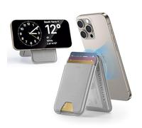 ESR for MagSafe Wallet, 5 Card-Holder, Magnetic Wallet with Adjustable Stand, for iPhone 16/15/14/13/12 Series, Ultra-Slim, Not for iPhone Mini, Vegan Leather, Light Grey