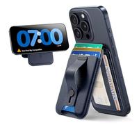 ESR for MagSafe Wallet, 5 Card Holder, Magnetic Wallet with Adjustable Stand, Secure Grip Finger Loop, for iPhone 16/15/14/13/12, Not 13/12 mini, Not Find My Compatible, Dark-Blue