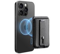 ESR Magnetic Wallet, Compatible with MagSafe Wallet, 3-Card Holder, Secure-Grip Finger Loop, for iPhone 16/15/14/13/12 Series, Not for 13/12 Mini, Vegan Leather, Black Carbon Fiber
