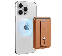 ESR Magnetic Wallet (HaloLock), Compatible with MagSafe Wallet, Secure-Grip Finger Loop, for iPhone 16/15/14/13/12 Series, Not for 13/12 Mini, 3-Card Holder, Vegan Leather, Brown