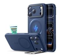 ESR Silicone Case for the iPhone 17 Pro, with Military-Grade Drop Protection, Stash Stand, Camera Control Cover, Compatible with MagSafe Accessories, Cloud Series, Navy Blue