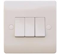 ESR Sline 10A White 3G 2 Way 230V Electric Wall Plate Switch