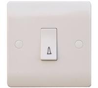 ESR Sline 10A White Bell 230V Electric Wall Plate Switch