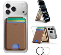 ESR Upgraded for MagSafe Wallet, 5 Card Holder, RFID Blocking | Adjustable Stand, Slim Magnetic Wallet for iPhone 17e/17/16/15/14/13/12 & Google Pixel 10, Not Mini, Vegan Leather, Brown