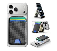 ESR Upgraded for MagSafe Wallet, 5 Card Holder, RFID Blocking, Magnetic Wallet with Adjustable Stand, for iPhone 17/16/15/14/13/12 Series & Google Pixel 10, Not Mini, Vegan Leather, Black Carbon Fiber