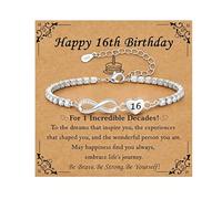 Esrael 18th 21st 30th 40th 50th 60th Birthday Gifts for Women Girls,Silver/Gold Plated Infinity Heart Bracelet Hypoallergenic Adjustable Tennis Bracelet Jewellery for Women Girls Friend