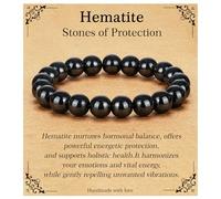 Esrael Hematite Obsidian Bracelet for Men Bead Bracelet 10MM Natural Stones Handmade Hematite Braclects Men's Jewellery Mens Gifts Birthday Gifts for Him Mens(round)