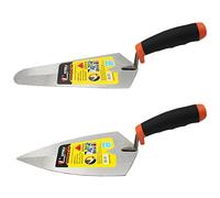 ESreake 2 Pcs Masonry Hand Tool Set, 9" Pointing and Gauging Trowel Set with Soft Grip Handle, Margin Trowel for Bricklaying