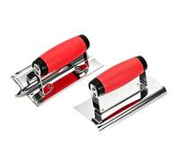 ESreake 2PCS Concrete Tools Set Include Edger (6" x 3", 1/2"R) and Groover (7" x 3", 1/2"W, 1/2"D), Stainless Steel Drywall Corner Tools - Masonry Hand Tool Concrete Finishing Tool Set with Soft Grip