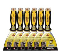 ESreake 6-Pack 4" Putty Scraper, Putty Knives with Plastic Ergonomic Handle for Taping Paint Wall Floor Tile, Metal Spackle Tools Knife,Remover for Wood, Wallpaper Scraper (4")