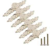 ESreake 6 Pack European Style Rose Cabinet Knobs with Backplate, 5.7" Vintage Kitchen Zinc Alloy Flower Drawer Pulls Handles Knobs for Dresser Vanity Nightstand Cupboard Wardrobe (6 Pack, 5.7")