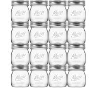 Esrentle 16 Pack 8 oz Mason Jars with Regular Airtight Lids - Glass Canning Jars 8 oz, Mini Mason Jars for Jam, Jelly, Honey, Overnight Oats, Party Favors, Shower Favor, Separable Lids