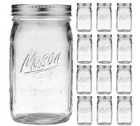 Esrentle Wide Mouth Mason Jars 32 oz - 12 Pack Large Glass Jars with Airtight Lids and Bands, 1 Quart Jars for Pickling, Canning, Fermenting and Food Storage, Microwave & Dishwasher Safe