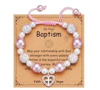 Esrial Cross Bracelet First Communion Confirmation Baptism Christian Religious Easter Graduation Gifts for Daughter Granddaughter Niece Goddaughter, 6in, Stone, no gemstone